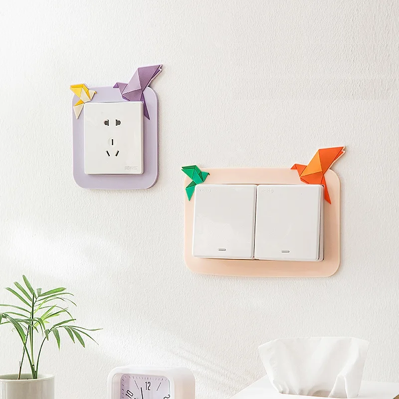 Cartoon Origami Switch Cover Wall Stickers Switch Protection Socket Block Border Cover Creative Simple Modern Home Decor