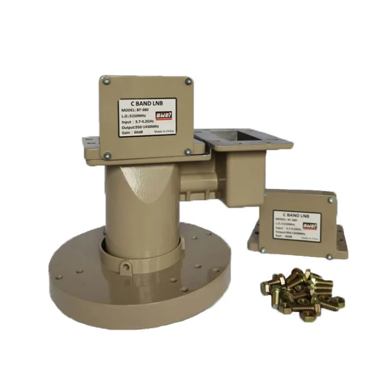 C Pita Polarisasi Tunggal Lnb Dual Feed Horn untuk Area Sinyal Lemah 5150MHz Penerima TV Satelit