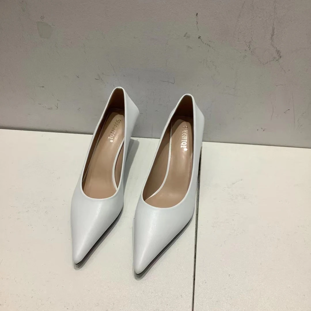 Pointed Toe Women Pumps 2022 New Arrivals Black/White/Khaki/Green/Pink Shallow Slip On Thin High Heels Pumps Office Shoes Woman