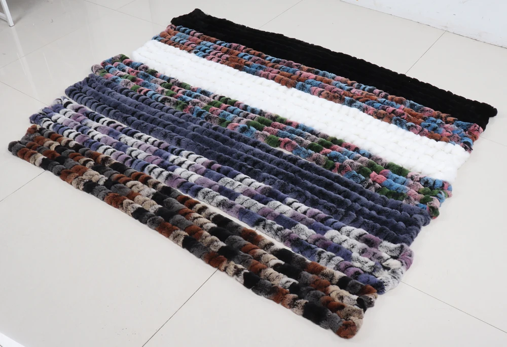 Neue Marke Gestrickter Modischer Damen Echt Rex Kaninchenfell Schal Frauen Winter Warmer Natürlicher Pelzschal Langer Stil Echter Pelz Halswärmer – Detail 1