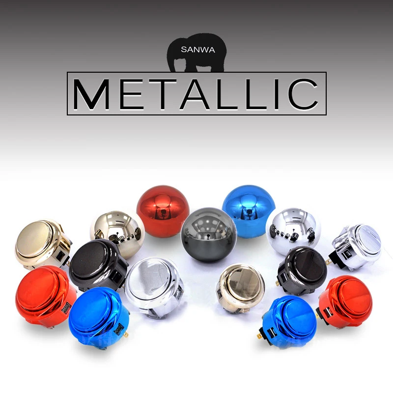 

1pcs/lot Original Sanwa Metallic Color Snap In Button Authentic Sanwa OBSJ-24 24mm OBSF-30 30mm Metallic Gold Silver Grey Button