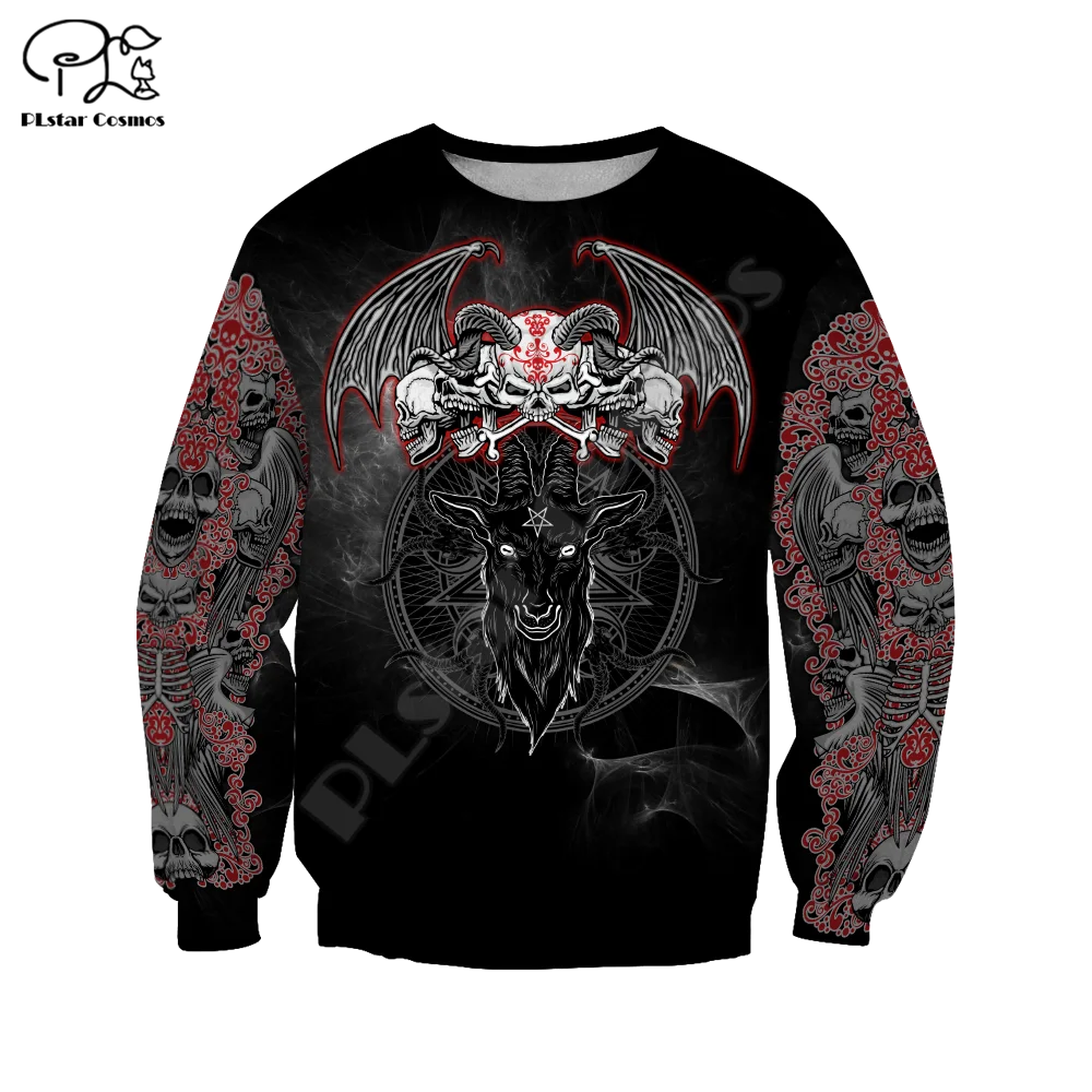 PLstar Cosmos Ghost Gothic Skull Tattoo Retro Vintage Casual Pullover NewFashion Harajuku 3DPrint Men/Women Jacket Hoodies A1