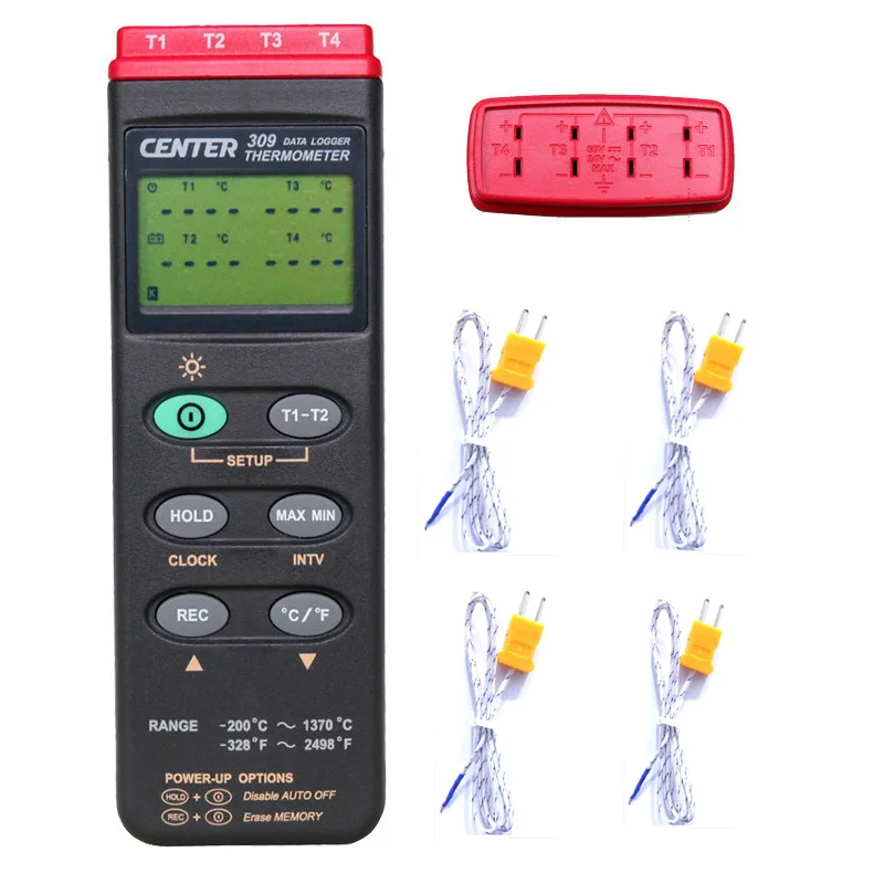 CENTER-309 Portable Digital Thermometer K Type Four Channels Data logger PC Interface