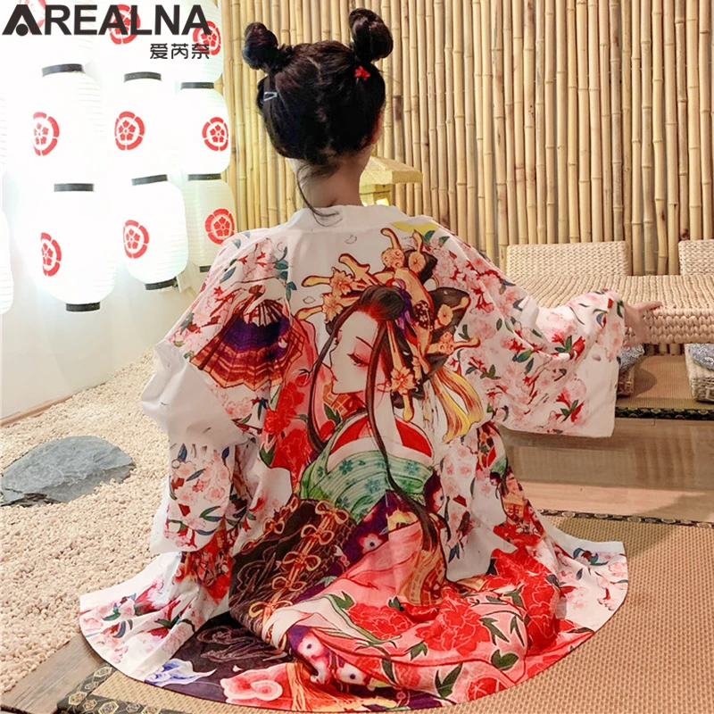 

Women's Kimono Cardigan Japanese Style Yukata Harajuku Cosplay Beach Kimono Anime Clothes Summer Blouse Shirts Streetwear Jacket