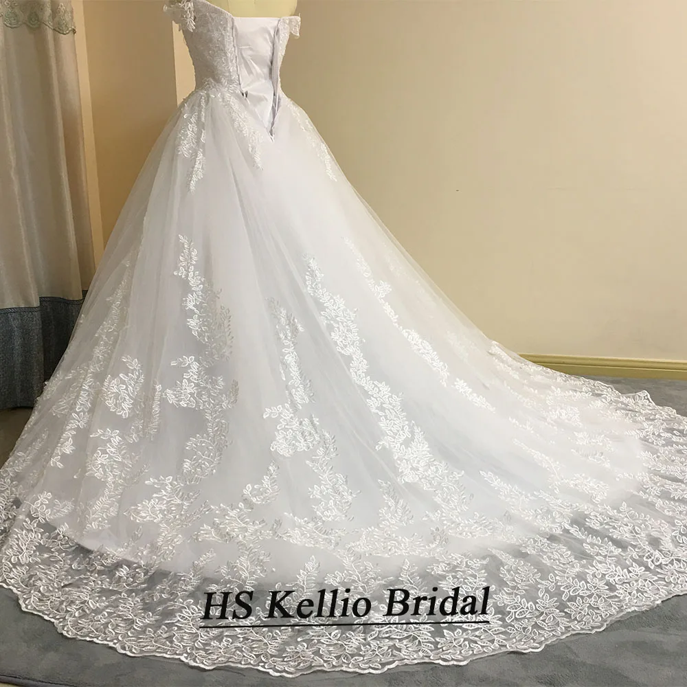 Vestido de novia personalizado, muestra Real, Apliques de encaje, vestido de baile, vestidos de novia con cola de 1 M, vestido de novia de cola real