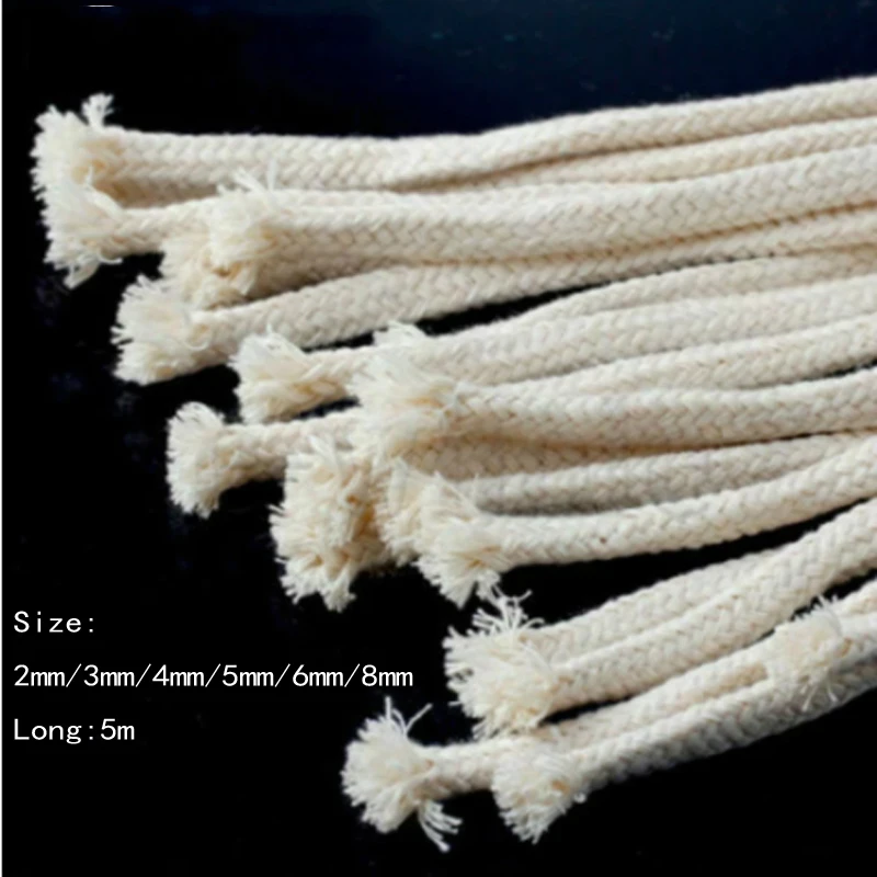 3/5M Long Burner Alcohol Wick Rope Cotton Wick Round Cotton Kerosene Oil Lamp Wicks 2/3/4/5/6/8MM