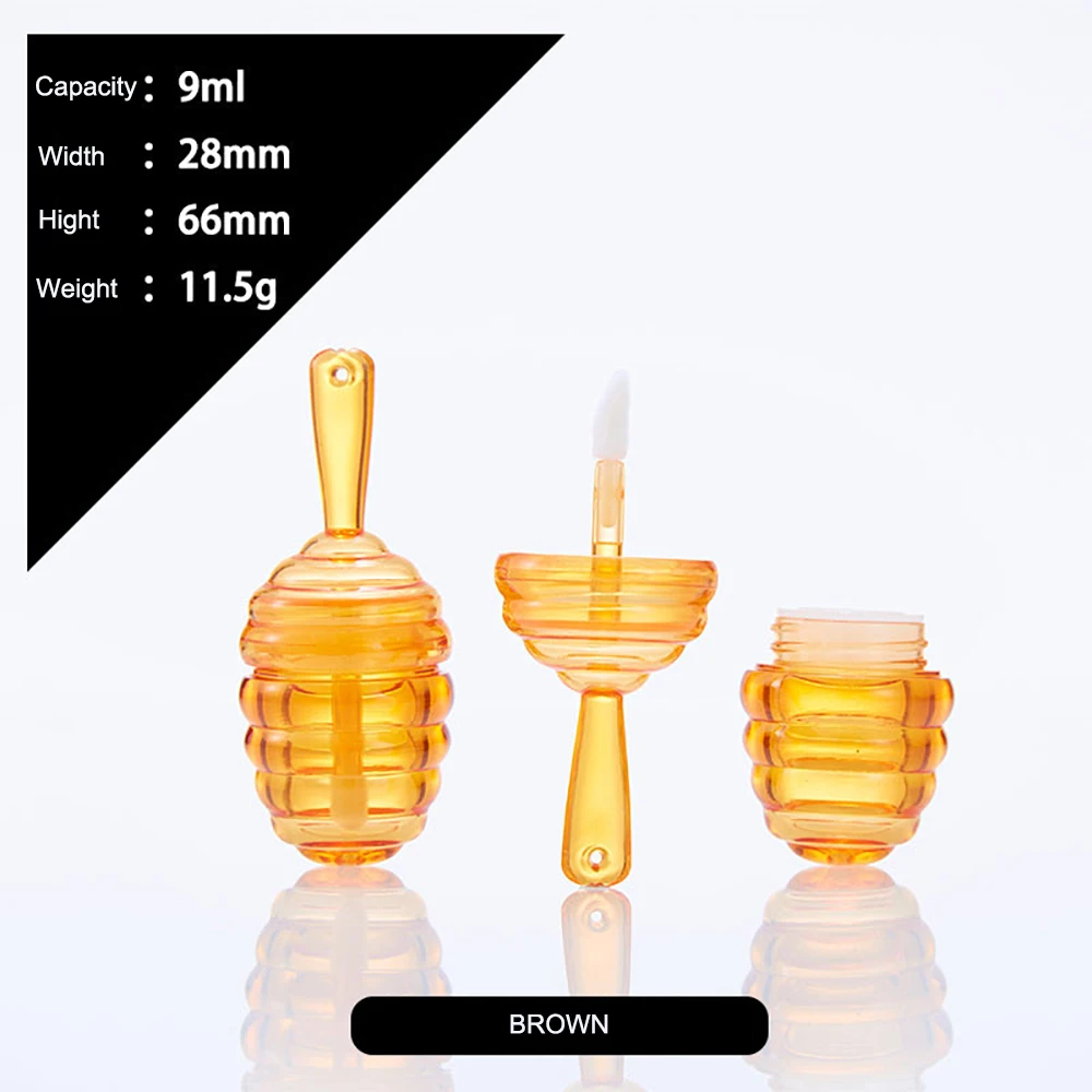 9ml Clear Lip Gloss Tube with Wand DIY Empty Liquid Lipstick Container Honey Shape Lipgloss Lip Balm Bottle Lip Gloss Bottle