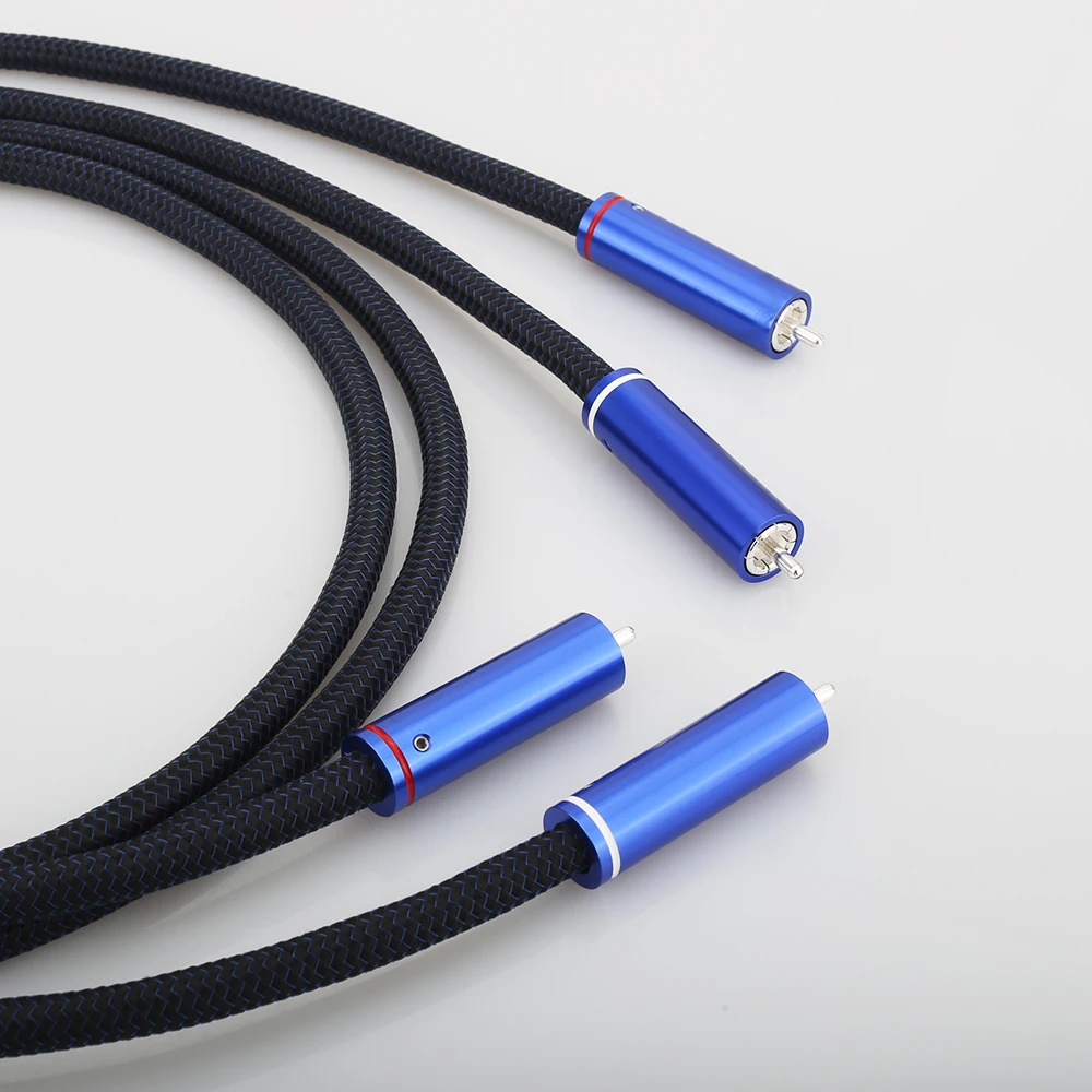 Audiophiles RCA 2RCA ชาย 2RCA ชาย HIFI ซับวูฟเฟอร์ Converter อะแดปเตอร์เส้นผ่านศูนย์กลาง 8 มม.HIFI RCA สาย