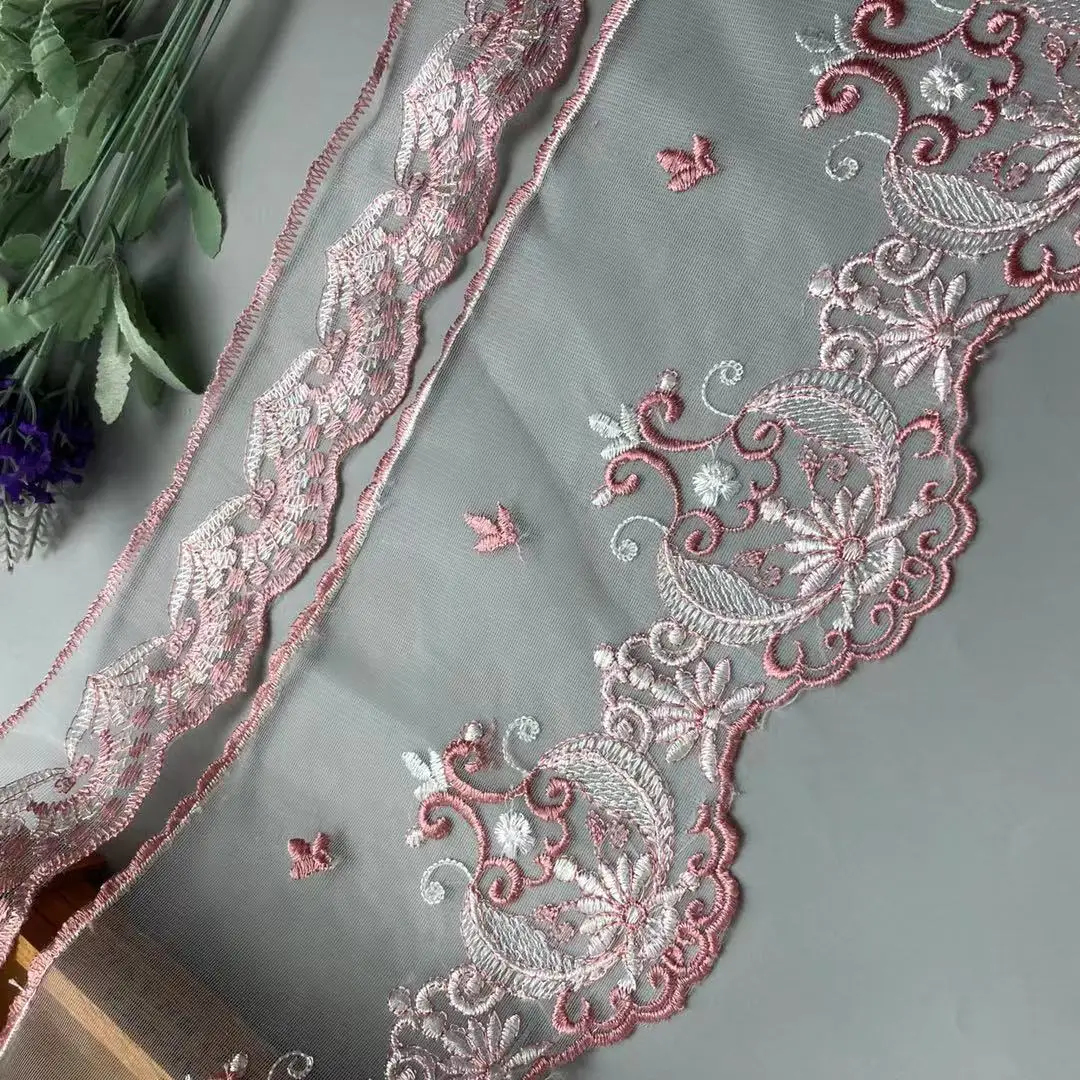 2 yards Pink 180 mm 65 mm Flower Lace Ribbon Trim for Sofa Cover Curtain Trimmings Embroidery DIY Applique Chocolate