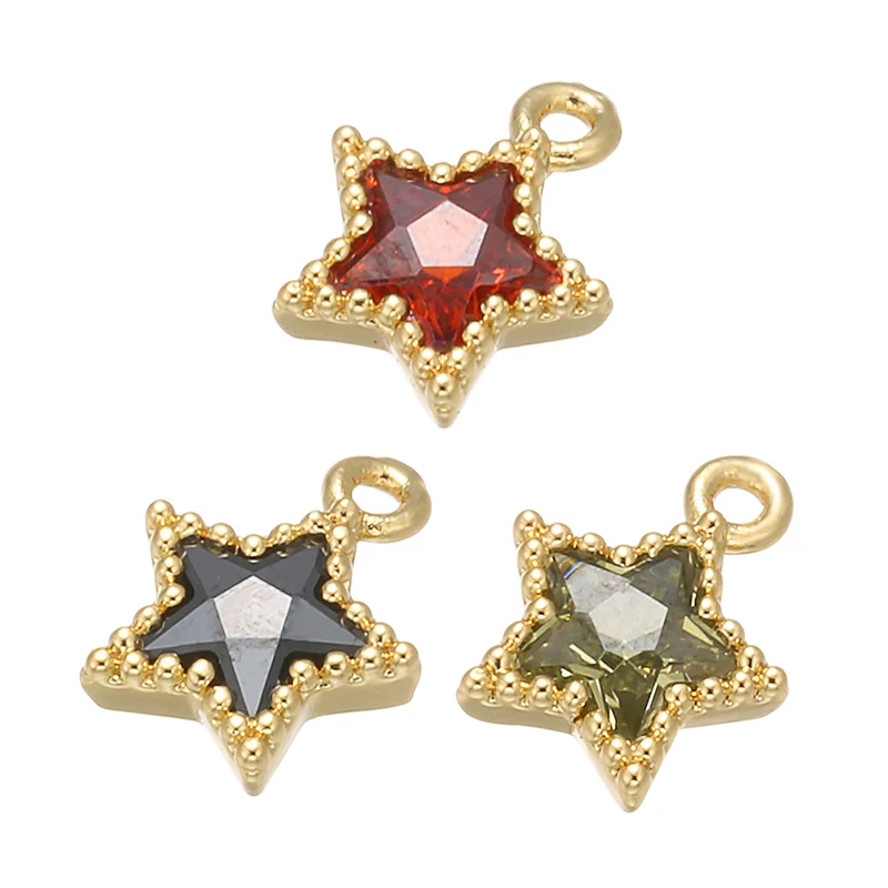3pcs/lot, Brass crystal star Pendants Connectors Charms For necklace and earrings Jewelry Making Accessories model:VD514