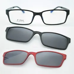 B-Ultem Ultra-lighBt Tungsten Titanium Eyeglass Frame 3D Magnet Clips on Sunglasses Myopia Functional Glasses Polarized JKK 79