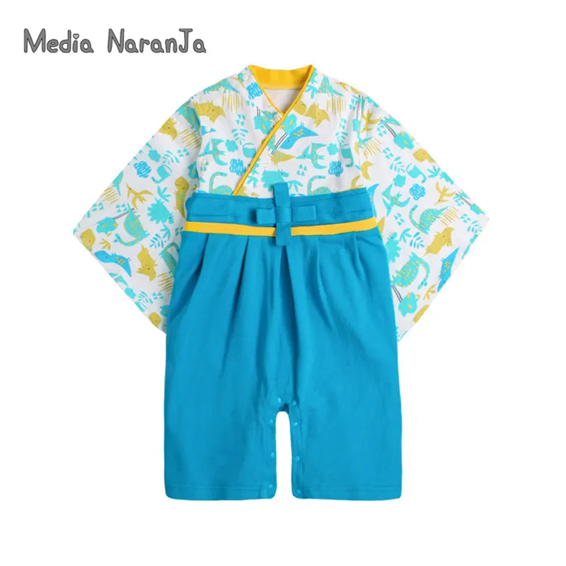 Spring  Autumn baby boys cotton jumpsuit 1-2 years old classic Japanese style kimono