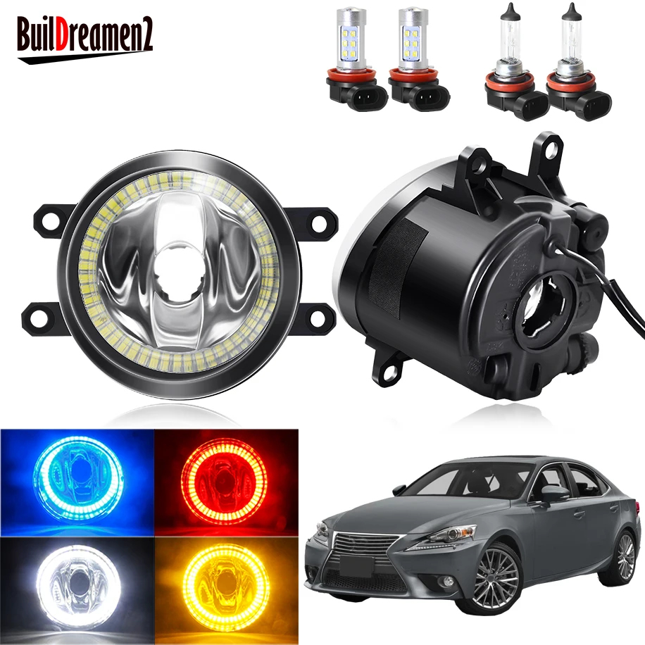 Angel Eye Fog Light For Lexus IS250 IS350 With F-Sport Package 2008-2013 Car H11 Front Bumper Fog Lamp With Halo Ring DRL 12V