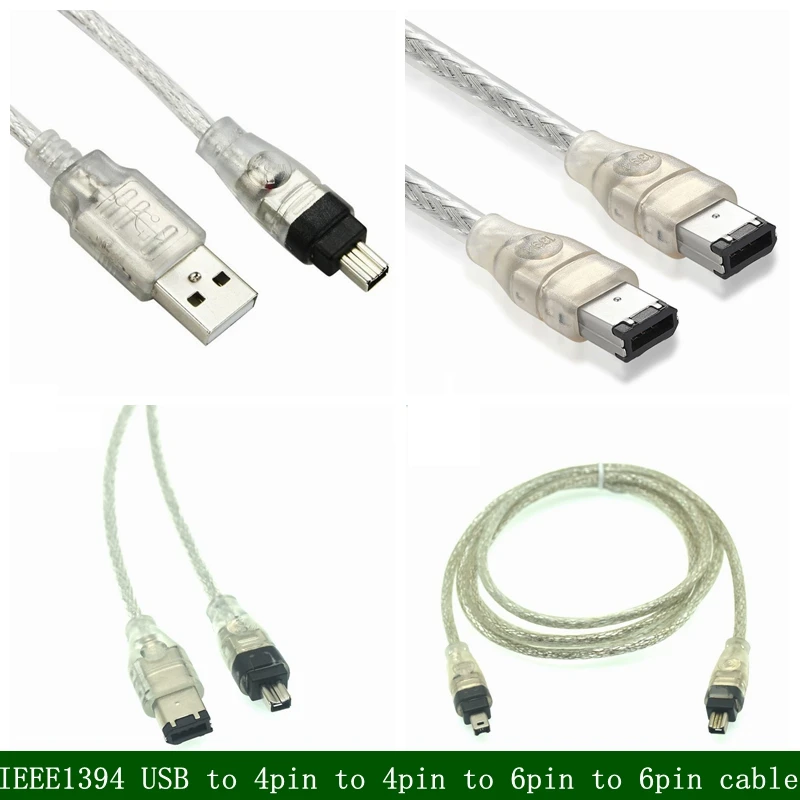 IEEE FireWire 1394 6Pin ذكر إلى 4P 6Pin ذكر كابل محول خط 400 800 1394 9Pin /6P /4 دبوس محول خط سلك الحبل موصل