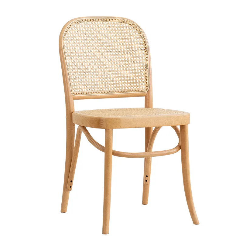 Retro Chair All Solid Wood Chair Rattan Middle Ancient Chair Family Back Chair Solid Wood Dining Chair Modern Simple Desk Chair