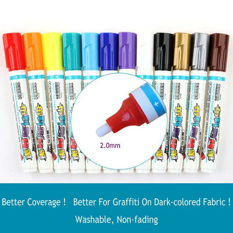 

Dark Colored Cloth Graffiti Marker Pens Waterproof Permanent Paint Markers T-Shirt Shoes DIY Art Markers Pen Set