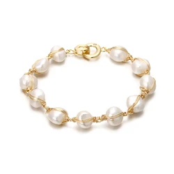 Original Handmade 14K Gold Filled Baroque Natural Freshwater Pearl Ladies Bracelet Promotion Jewelry For Women Birthday Gift