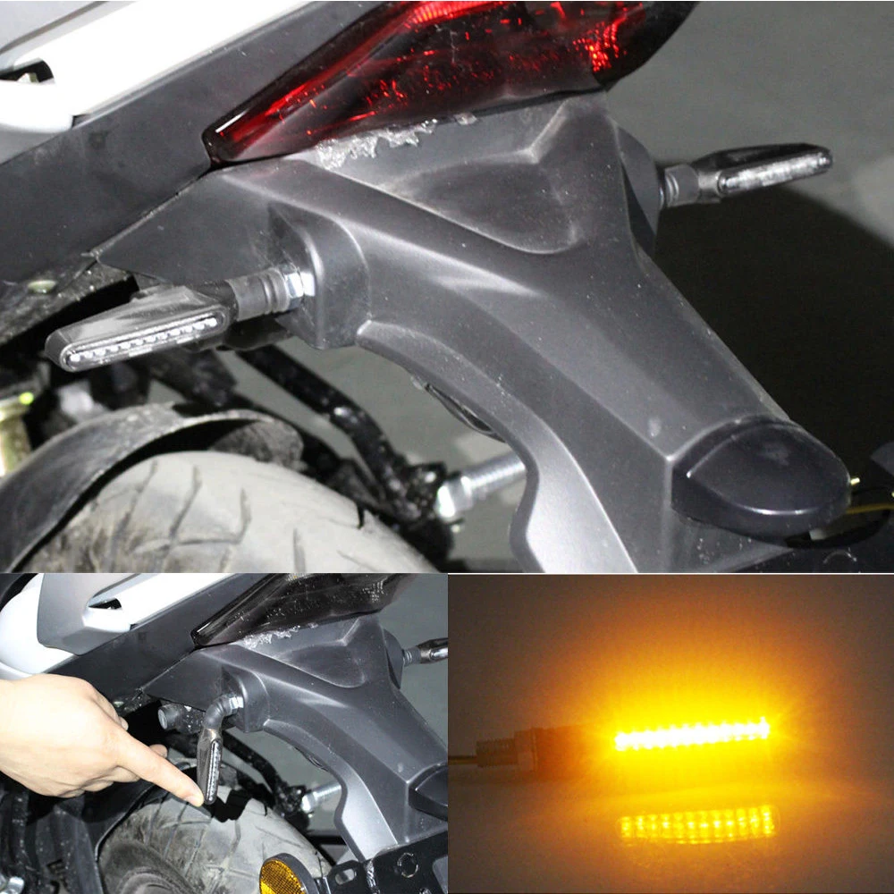 Señal de giro Universal LED para motocicleta, intermitente ámbar secuencial a prueba de agua IP68, 12v, accesorios de luces traseras, 4 piezas