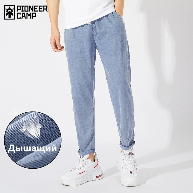 Pioneer Camp 2020 Straight Jeans Men Streetwear Hip Hop Blue Slim Causal Denim Pants for Male ANZ005116