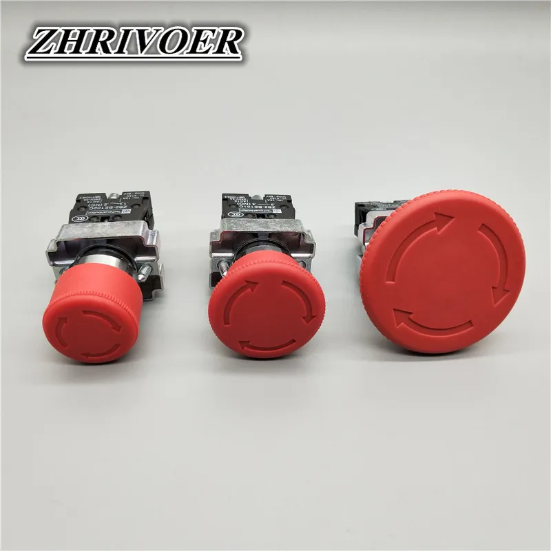 30mm 40mm 60mm  XB2-BS542 NC N/C Red Mushroom Emergency Stop Push Button Switch 600V 10A