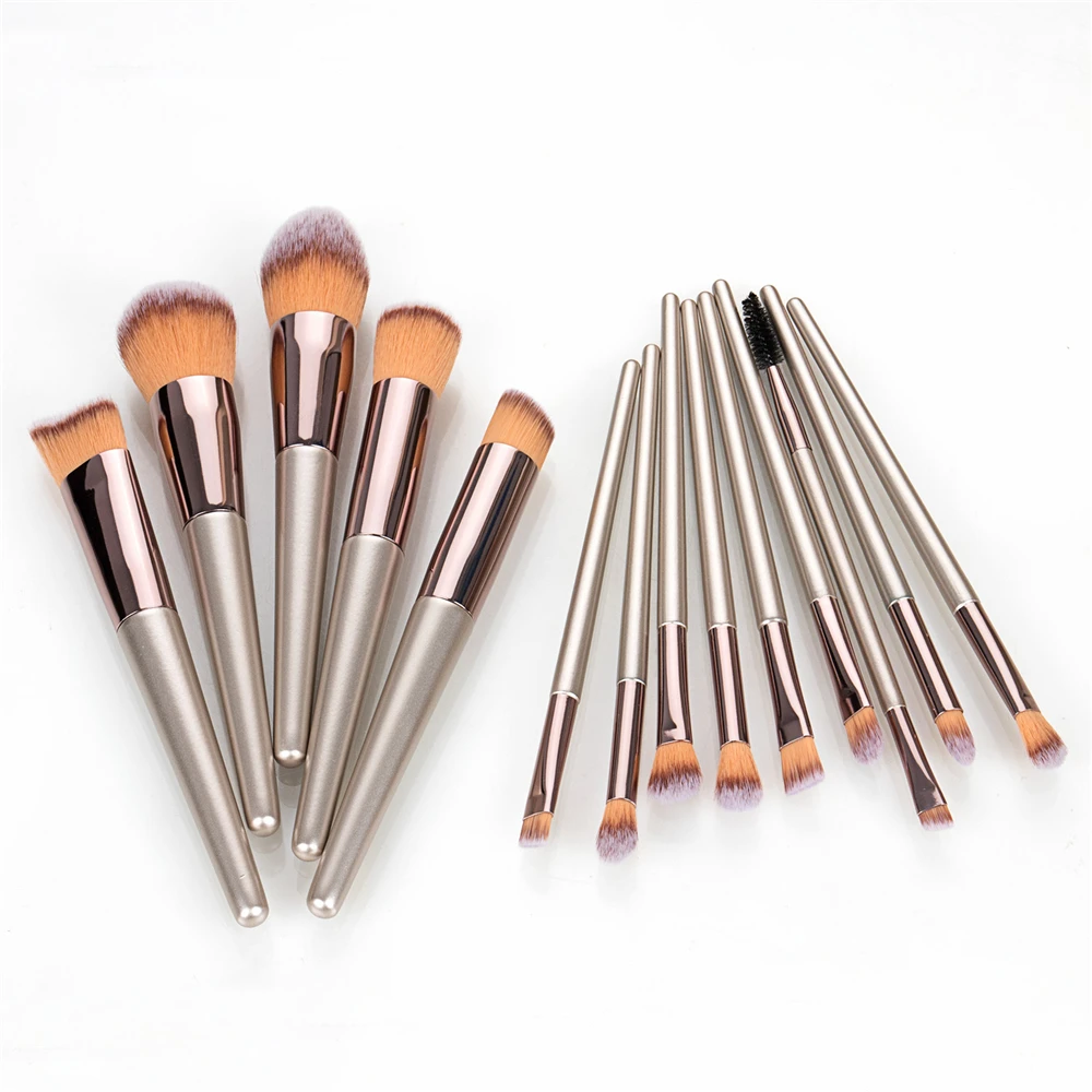 KOSMETYI High Quality Soft Hair Wooden Handle Loose Powder Blush Foundation Contouring Eye Brush Complete Makeup Tool Set