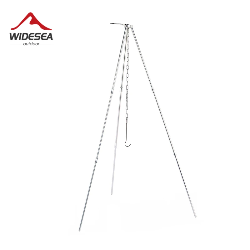 Widesea Camping Tripod for Fire Hanging Pot Outdoor Campfire Cookware Picnic Cooking Pot Grill