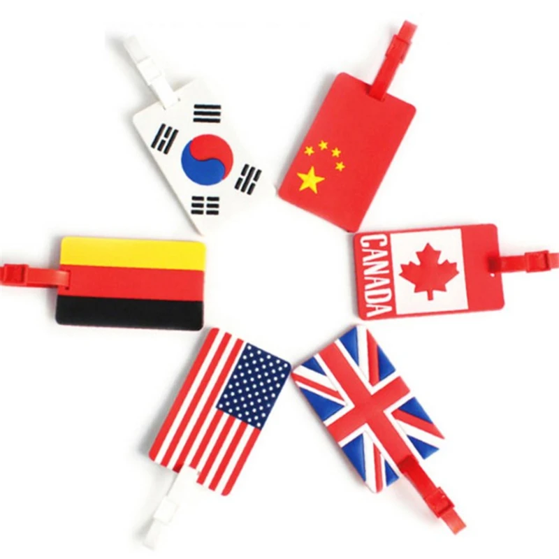 

Travel Accessories Creative National Flag PU Leather Luggage Tag Women Men Portable Label Suitcase ID Address Holder Baggage Boa