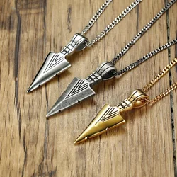 Vnox Men's Vintage Spearhead Pendant Necklace Punk Stainless Steel Determination of Spirit Tribal Adventures Male Jewelry