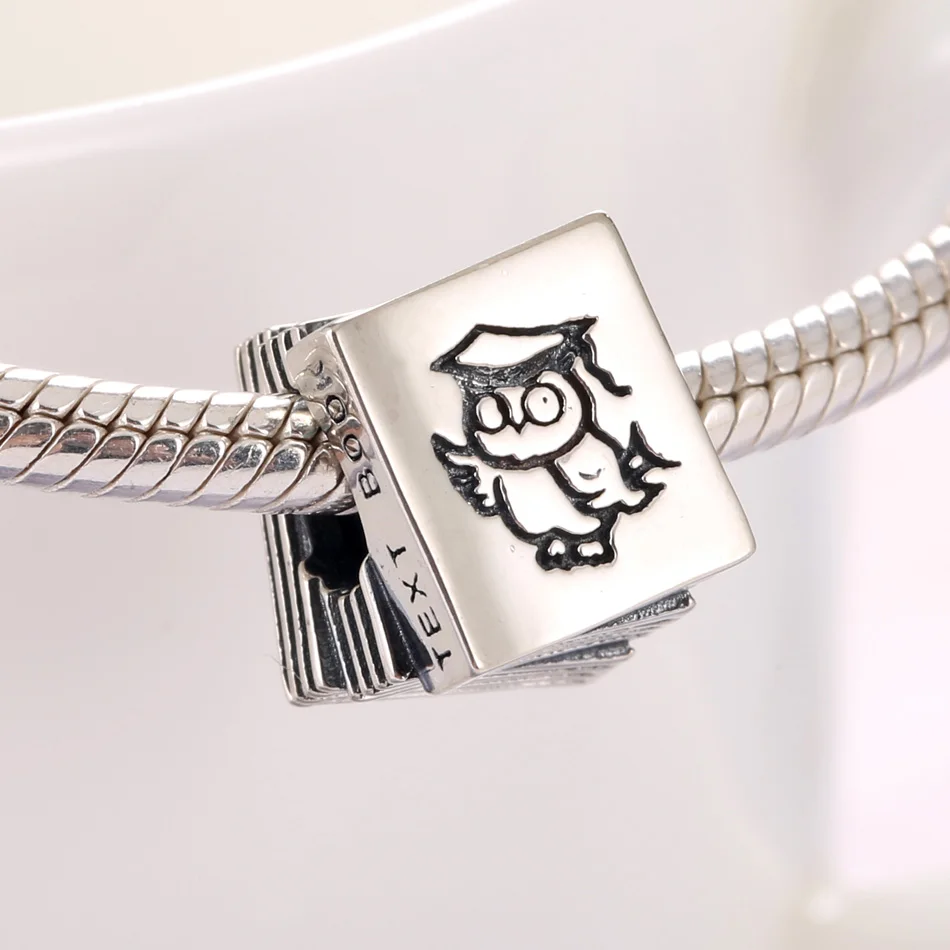 

Women Bracelets Bead Silver DIY Jewelry Text Book with Owl Graduation Charm fit Lady Bracelet Bangle Lady Gift