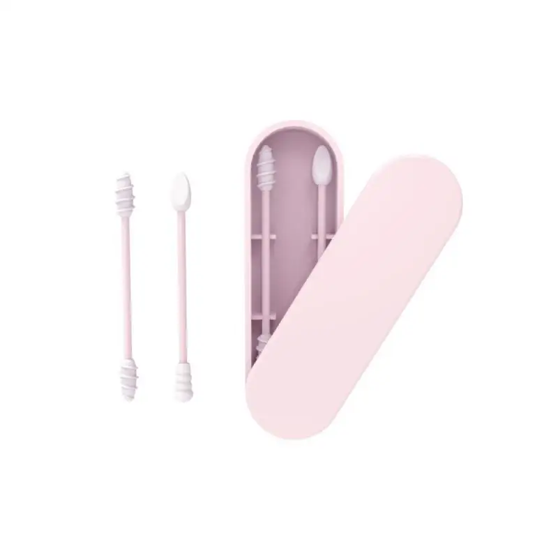 2Pcs Swab Ear Cleaning Reusable Cotton Cosmetic Silicone Buds Swabs Sticks Double-headed Recycling For Cleaning Makeup Tools