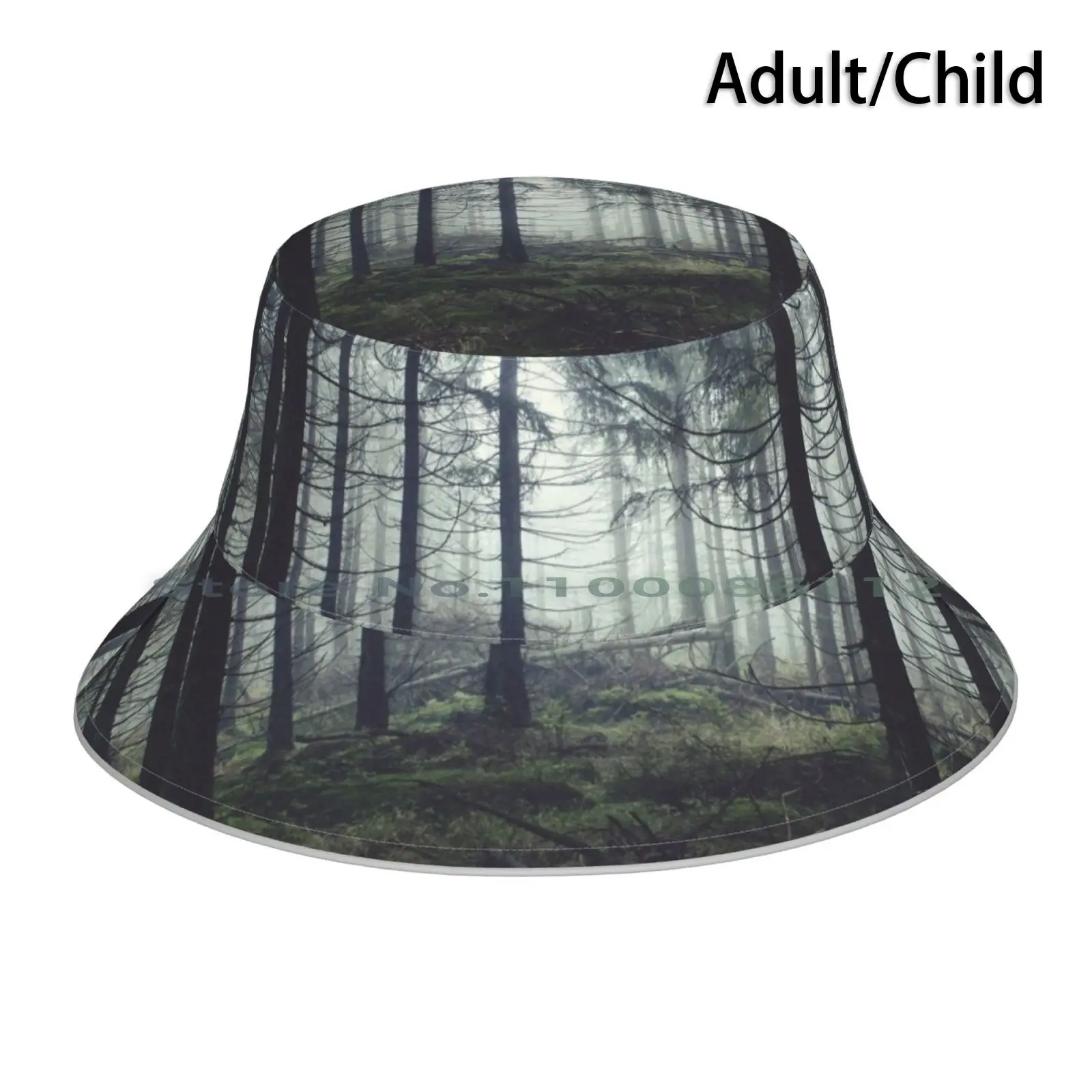 Through The Trees Bucket Hat Sun Cap Color Landscape Mood Mountains Adventure Wanderlust Outdoors Travel Nature Trees Occult