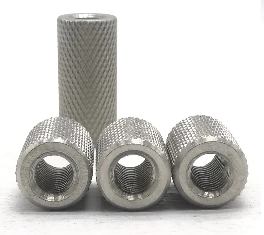 Stainless steel long cylindrical knurled nut hand twisted mesh link adjustment nut M2.5 M4 M5 M6 M8 M10 M12