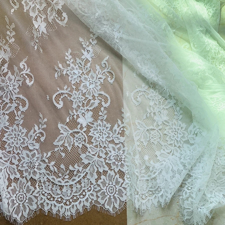 3 Meters Delicate Super Chantilly French Lace Fabric Wedding Bridal Lace Material Off White, Black Ready Goods Sewing Dress Lace