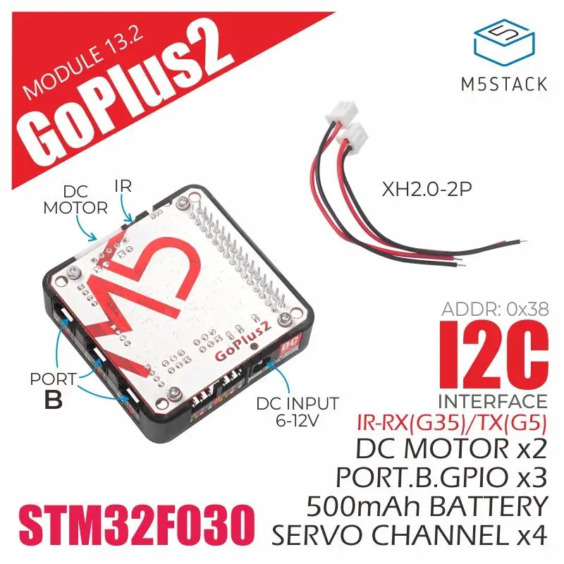 M5Stack officiële Goplus2 DC-motor- en servodrivermodule (STM32F0)