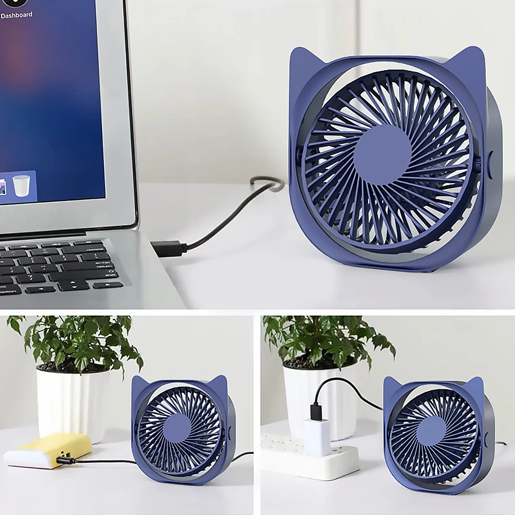 USB Mini Desktop Fan 360 Degrees Angle Adjustable Portable Electric Fan 3 Wind Speed Adjustable Mini Fan Summer Cooling Tools