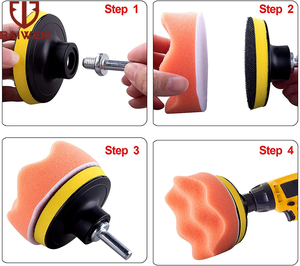 Auto Polijsten Spons Pads Kit Buffing Waxen Foam Pad Buffer Set Polijstmachine Machine Wax Pad Boot Auto Polish Buffer Boor wiel