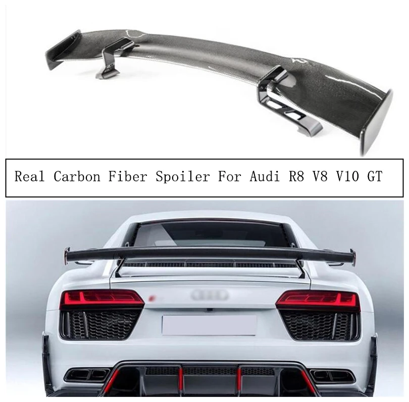 Real Carbon Fiber Spoiler For Audi R8 V8 V10 GT 2007-2022 High Quality Wing Lip Spoilers Car Accessories