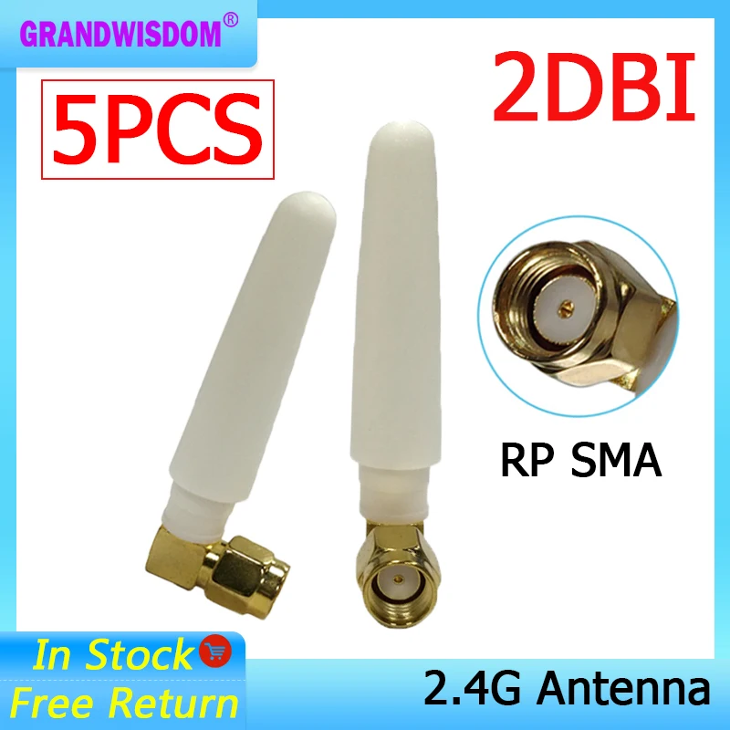 GRANDWISDOM 5pcs 2.4G antenna 2dbi sma femmina wlan wifi 2.4ghz antene pbx iot modulo router tp link ricevitore di segnale antena