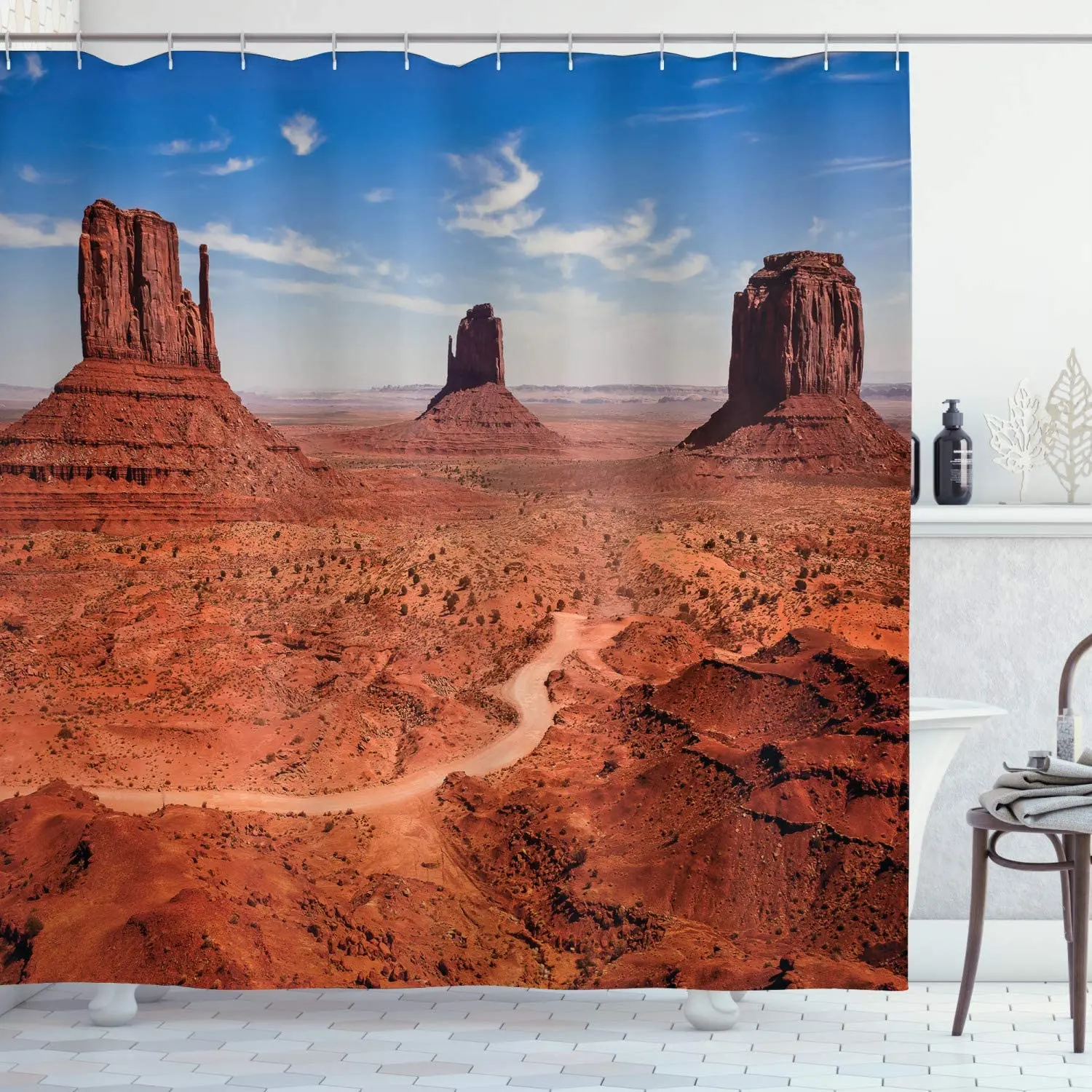 Western Shower Curtain American Desert Arizona Canyon Monuments Valley National Park Wild West Theme Bathroom Decor Set