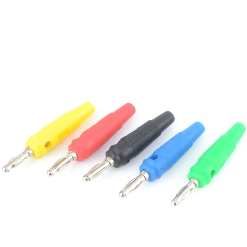 5pcs New 4mm Banana Plug Connector Jack Screw-type Banana Head Nickel Plating Joint Five Color Nickel-plated Plastic Banana Plug