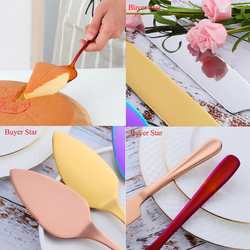 1pc/2pc/3pc Gold Stainless Steel Cake Shovel Knife Pizza Cheese Server Cake Divider knives Baking Tools Bakery Kitchen utensil