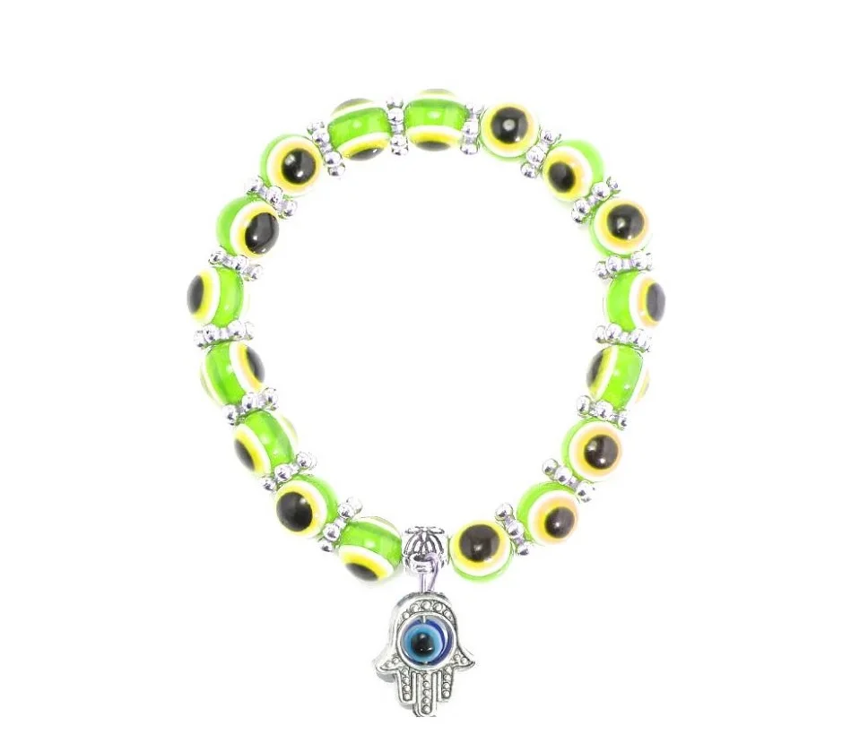 Beautiful beaded bracelet 5 color eye bead with silver color plated alloy snow part hand pendant women girls gift