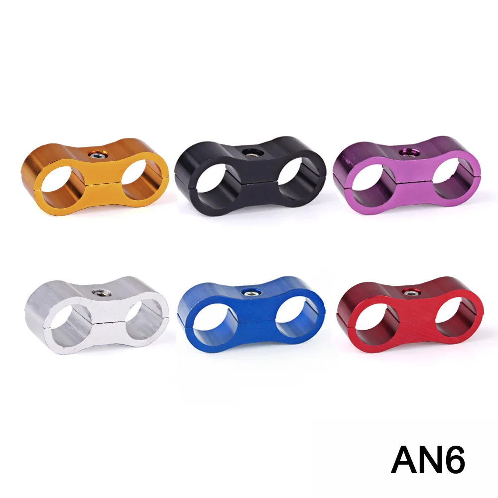 1Piece Stepped Billet Dual AN6 6AN 14MM Braided Hose Separator Clamp Cable Fastener New Wire Clamp RS-HR013-AN6