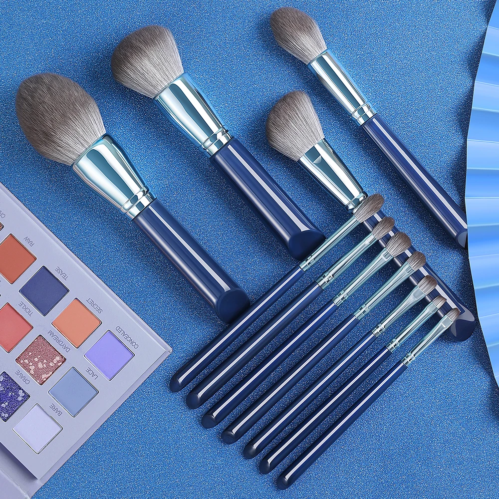 11pcs Blue Makeup Brushes Set Eyeshadow Powder Wood Handle Concealer Cosmetics Beauty Set кісточки для макіяжу кисти для макияжа