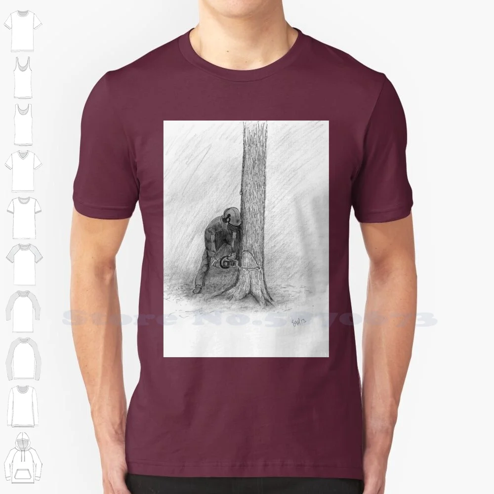 Arborist Tree Surgeon Lumberjack Logger Chainsaw 100% Cotton T-Shirt Arborist Trre Surgeon Lumberjack Logger Climber Harness