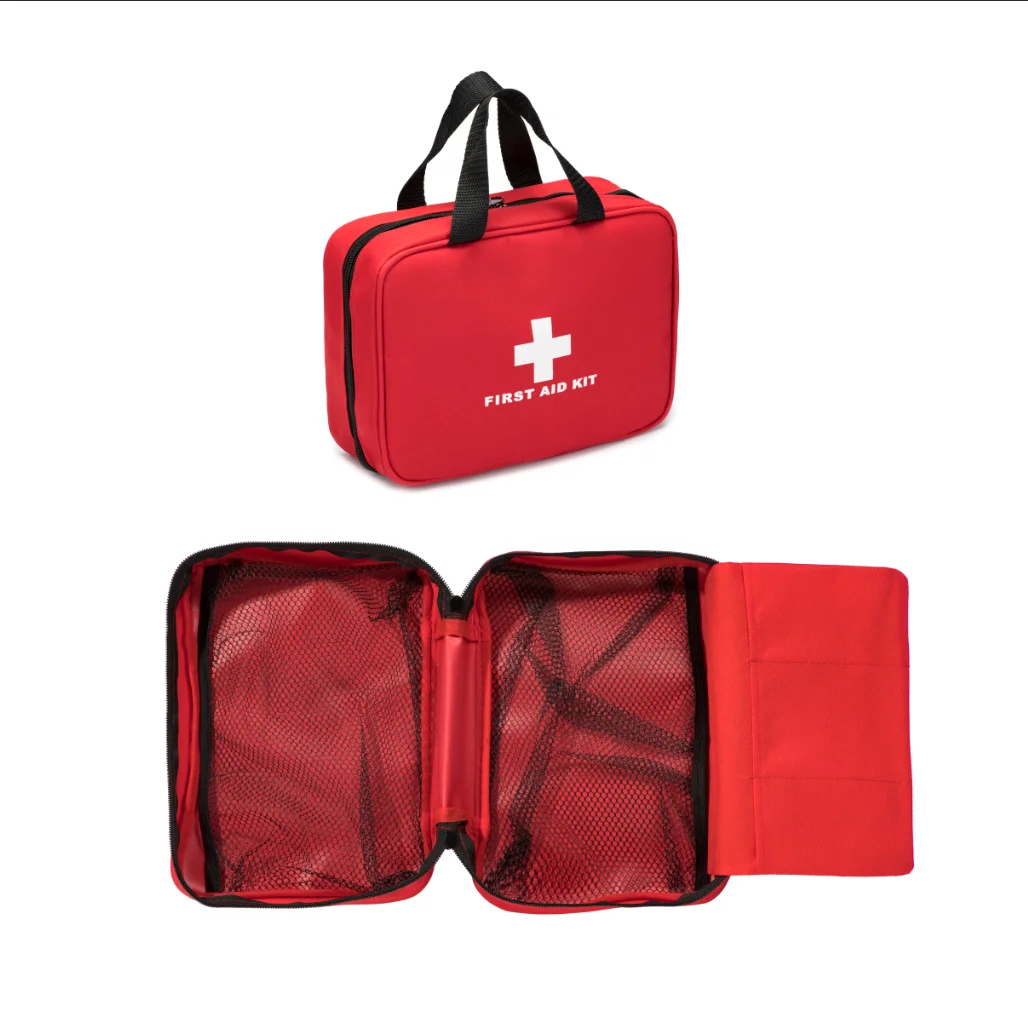 

Red First Aid Bag Empty 1st Aid Bag Section Dividers Medical Travel Cases Survival Medicine Bag for Car Home Office Kitchen