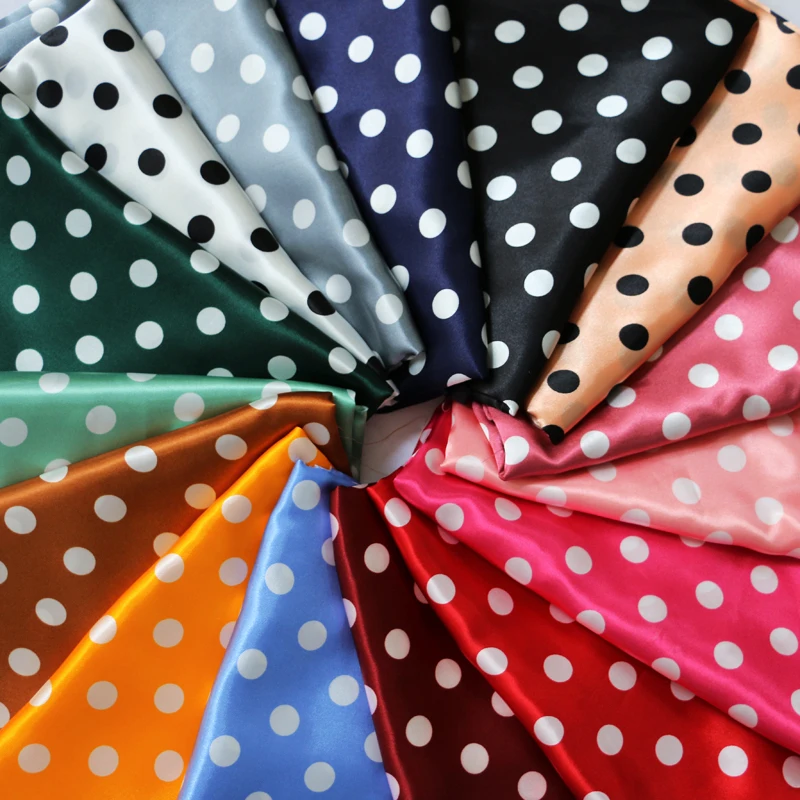 1 meter X 1.48 meter Polka Dots Fabric Satin Charmeuse Soft Lining Scarf Diy Tissu