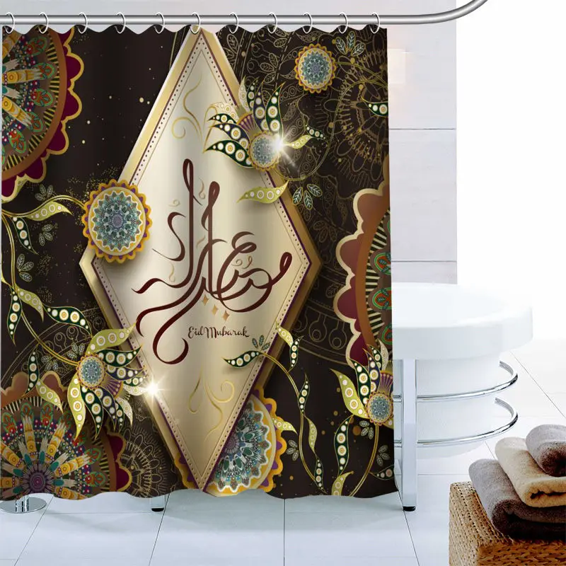 Nieuw Ramadan Douchegordijn Polyester Stof High Definition Print Badkamer Gordijn Waterdicht 12-haak Badgordijn 0331