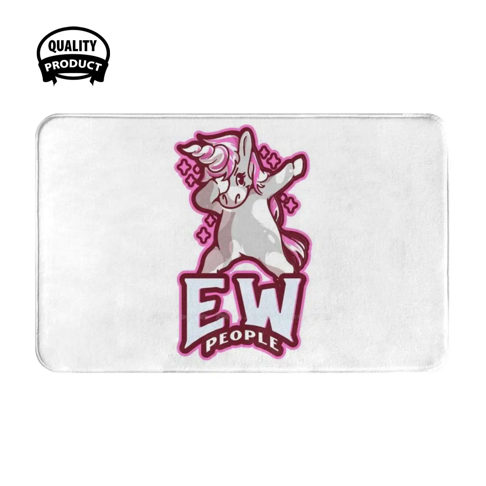 Cute Cartoon Unicorn In Blue Ew People Funny Stargaze Rainbow Unicorn Gaming Logo Style Soft Cushion Home Carpet Door Mat Car