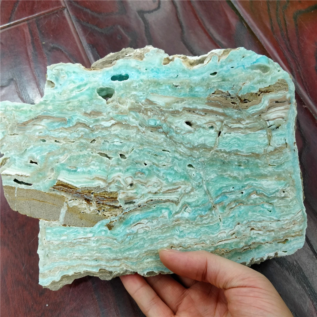 

Natural Raw Hemimorphite Quartz Rocks Slice Mineral Specimens Slab Show Piece For Home Decoration Crystal Geological Collection